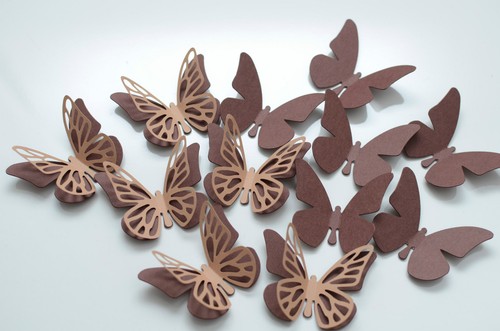 Set schmetterlinge braun - set, 3d