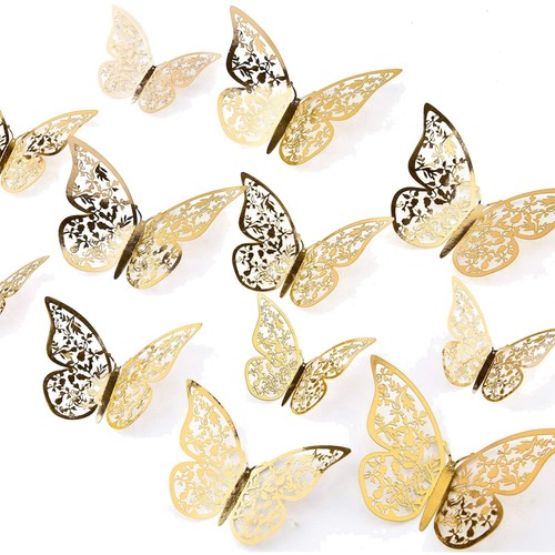 Schmetterling aufkleber gold - d,